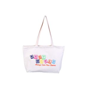 Polyester White Large Canvas Tote Bags Foldable With Zipper For Students