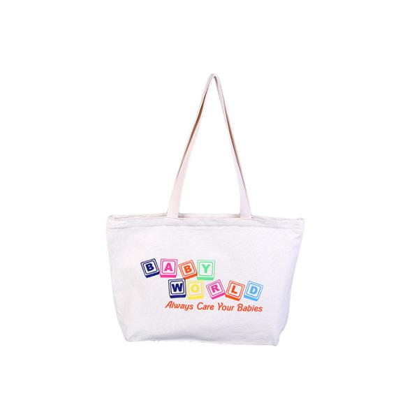 Quality Polyester White Large Canvas Tote Bags Foldable With Zipper For Students wholesale
