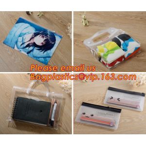 Simple clear Plastic PVC A4 file bag with zipper, pvc k file bag, Custom PP A4