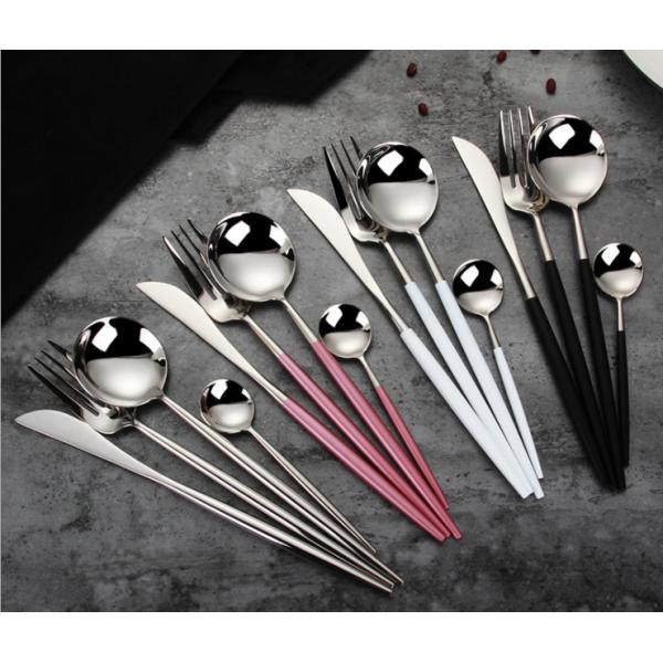 Elegant Stainless Steel Cutlery Flatware Set Dinnerware Knife Fork Spoon Colorful