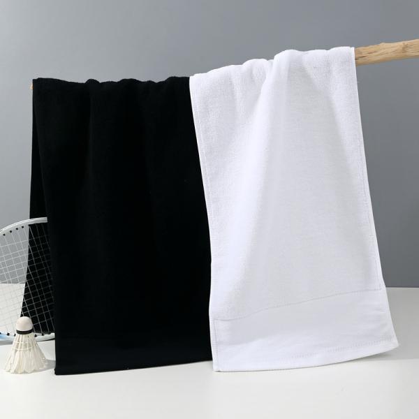 Home Hotel Traveling Spa Pure Cotton Towel with Custom Logo Printing White Black