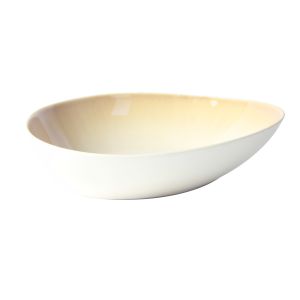Handmade 20cm Ceramic Salad Bowl With Beige Reactive Color Dercoration