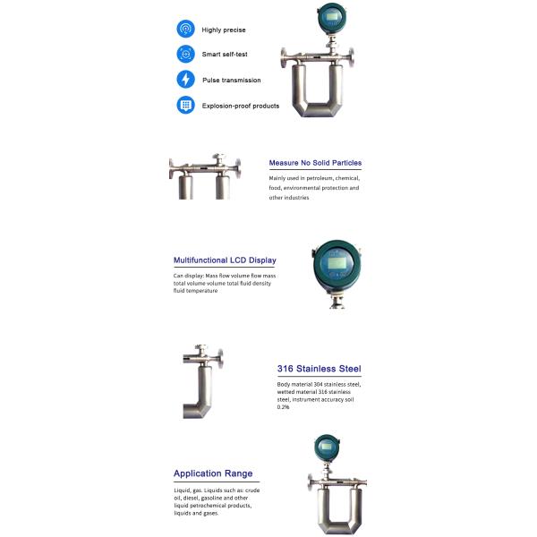 High Accuracy DN5-DN200 mm Flange IP67 P series Coriolis Mass Flowmeter Kerosene, Gasoline, Diesel Sewage Medium