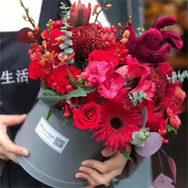 Pink Paper Box LOGO Printing Custom with Ribbon Handle Packaging Rigid Box for