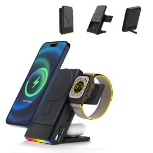 Cheap Power Bank Q2 Wireless Charger 3 In 1 Compact With Hidden Watch Design for sale