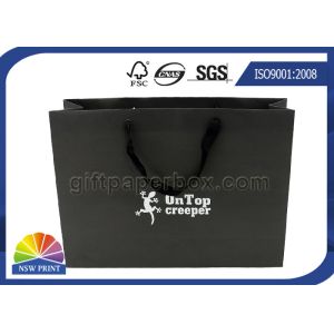 Durable Black Matte Cotton Handle Custom Paper Shopping Bags for Clothing