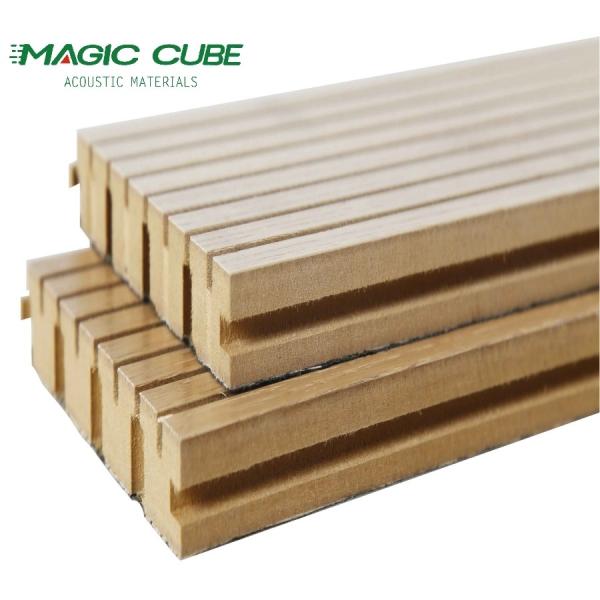 Quality 28-4 Pattern Melamine Grooved MDF Wood Panels for Effective Home Theater Soundproofing wholesale