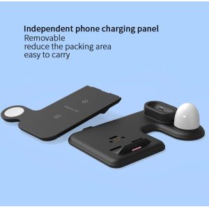 3 In 1 15W Wireless Charger Dock Station LED Light Fast Charging