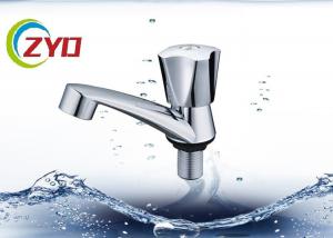 Cheap Silver Single Hole Sink Faucet , Convenient Rotating Handle Single Basin Faucet for sale