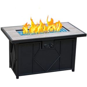 Rectangular Tabletop 42in 50,000BTU Outdoor Fire Pit Table Stove In Winter