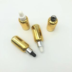 Electroplating Golden Glass Essential Oil Dropper Bottles 10ml