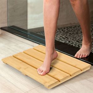 Stable Design Non-Slip Bamboo Bathroom Mat with Customized Logo and CE / EU