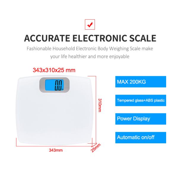 Max 440LB Tempered Glass Platform Scale Electronic Bathroom Scale