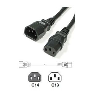 Black IEC Panel Mount C14 To C13 Ac Power Cable 1.5mm2 10A 250V