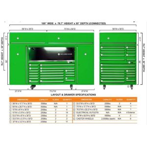 Open Floor Garage Metal Tool Cabinet with Motorcycle Trolley and Tool Box