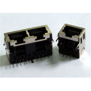 12.2mm Low Profile,Rj45 1x2 8P8C THT Shield No LEDs LPJEF132CNL Dual Ethernet