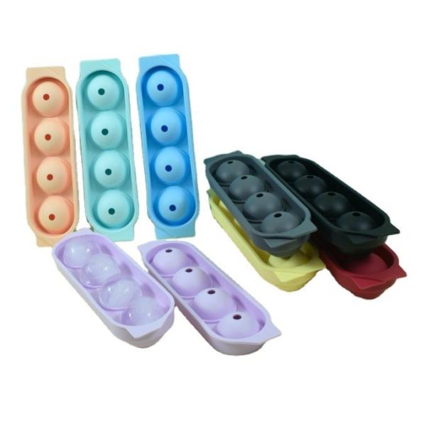 Silicone Ice Cream Tools 4 Cavity Portable Crystal Clear Ice Ball Maker for