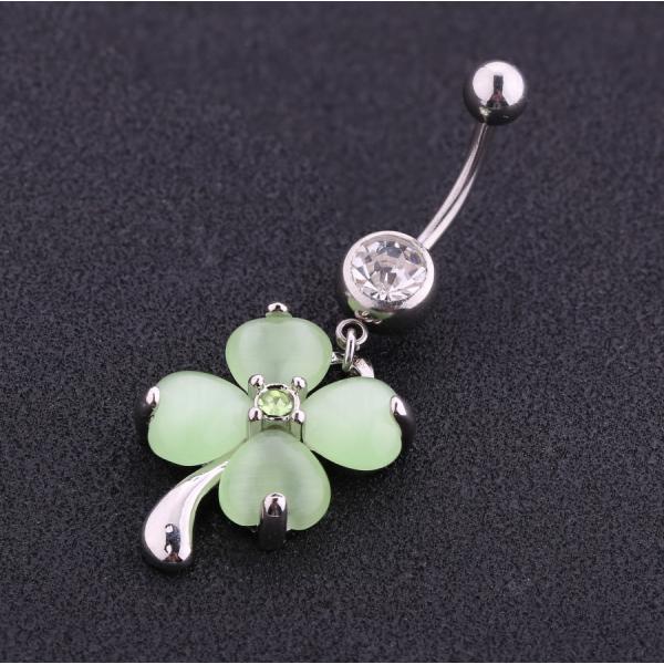 Fashion stainless steel piercing jewelry flower dangle belly button ring for women
