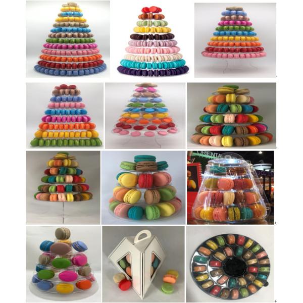 Blue 6pcs Paper Macaron Packaging Box Kraft Paper With Plastic Inner Tray