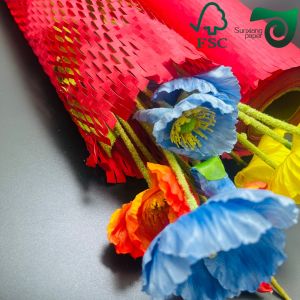 FSC 100gsm RED White Honeycomb Paper Wrap Eco Cushion For E Commerce Fragile