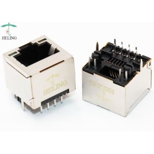 One Port Vertical RJ45 Jack PCB Mount , Customized Female LAN Cable Jack