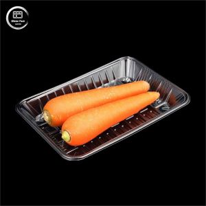 China Premium Quality PET Food Grade Rectangular Disposable Veggie Tray Clear Perfect Without Cover on sale