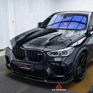 For BMW X6M F96 Carbon Fiber Body Kit  X6M F96 Upgrades the AE Style Carbon Fiber Front Lip Diffuser Spoiler