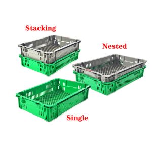Coloured Plastic Bread Crates Food Stacking Nesting Fruit Basket 654x452x143mm