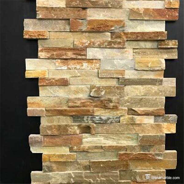 Slate Culture Stone Yellow Cultured Slate Rock Facing Wall Cladding