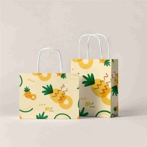 Pineapple Printing Paper Craft Kraft Bags Bulk Tote