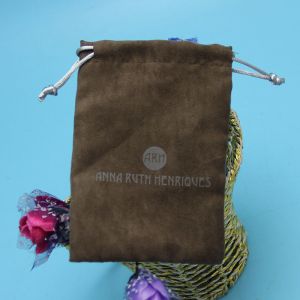 Casual Short Plush Drawstring Jewelry Bag Solid Pattern Easily Opened / Closed