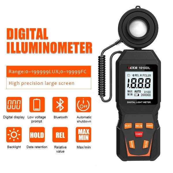 Quality VICTOR 1010D+ Digital Light Meter Lux meter 0~200000lux cheap light illuminance lux meter for LED wholesale