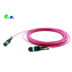 MTP Trunk Cable OM4 12F 3.0mm MTP Female 50 / 125μm With Push / Pull Tab Magenta