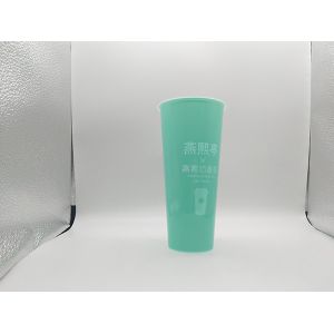 BPA Free Plastic Milk Tea Drinking Cups Iml In Mould Labeling 700ml