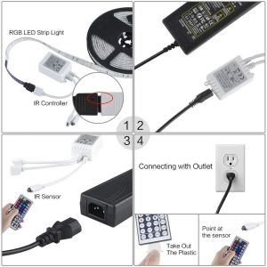 120 Degree Beam Angle RGB LED Strip 5M SMD5050 24 keys IR Controller Dimmable