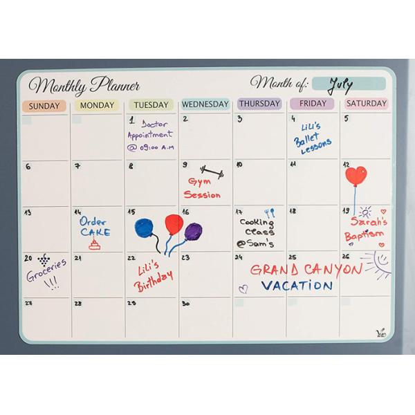 2. Magnetic Fridge Dry Erase Monthly Planner - Stain Resistant & Easy to Wipe