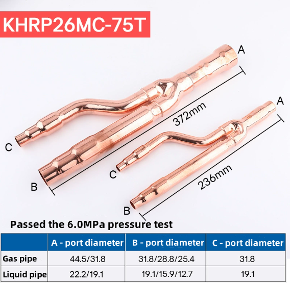 Hailiang Copper Refnet Joint for Hitachi VRF 150-400mm Branch Pipe