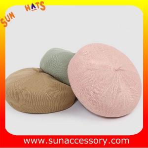 China L18001 New design hot sale summer Knitted beret hats for ladies ,Fashion Summer beret caps for girls OEM and ODM cap on sale