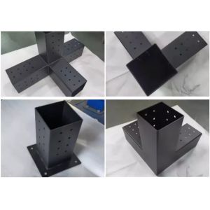 Easily Assembled Wooden Post Brackets in Black 4x4 Hardware Kit for Extending