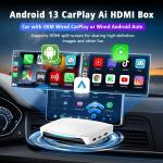 Android 13 HDMI Output TBox UHD Wireless Adapter CarPlay Android Auto AI Box