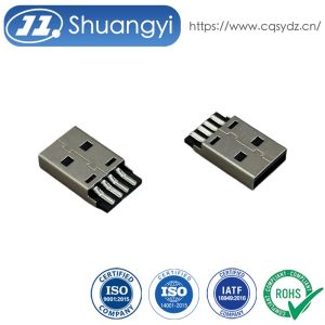 High-Durability USB 2.0 AM Connector – Integrated Solder-Type Black Housing Gold