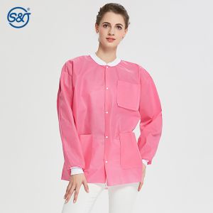 Disposable Classic SMS Lab Jacket with Knit Collar and Knit Cuffs