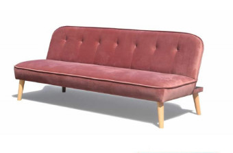 Modern Dusty Rose Velvet Folding Sofa Bed with Wood Leg for Home/Apartment