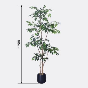 Haihong Manufacturer silk leaves 6 ft artificial ficus tree​ and Natural Trunk,