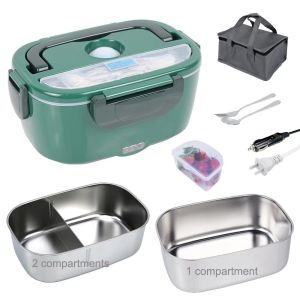 2 Compartment 304 Stainless Steel Electric Lunch Box For Busy Professionals
