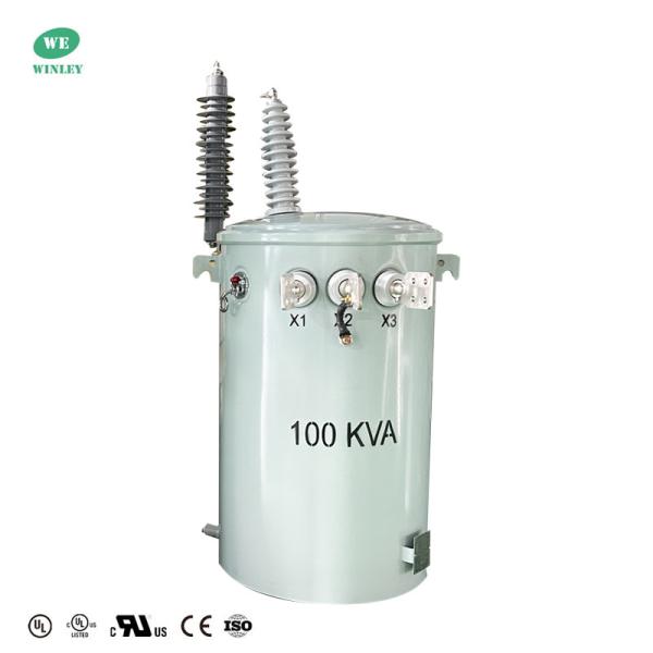 Quality 100 Kva Single Phase Pole Mounted Transformer Dual Winding Power Distribution Oil Immersed Transformer 34.5kv To 120v ANSI IEEE With UL Certification wholesale