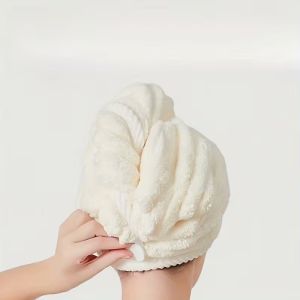 Coral Fleece Microfiber Hair Wrap with Adorable Candy Bar Pattern Prevents Frizz