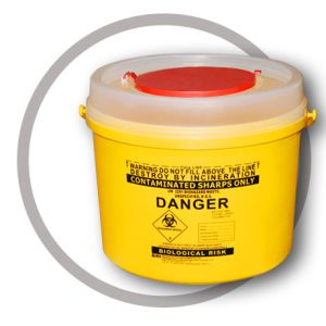 6 Litre Sharps disposal container, Sliding Lid, Red,Sharps Container |