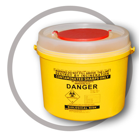 6 Litre Sharps disposal container, Sliding Lid, Red,Sharps Container |