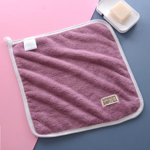 Dark Coral Plush Thickened Facial Cleansing and Beauty Edging Small Square Scarf Gift